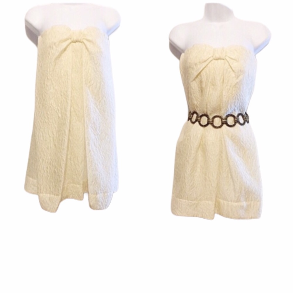 BCBG Cream Petal Pattern A Line Mini Dress NWT